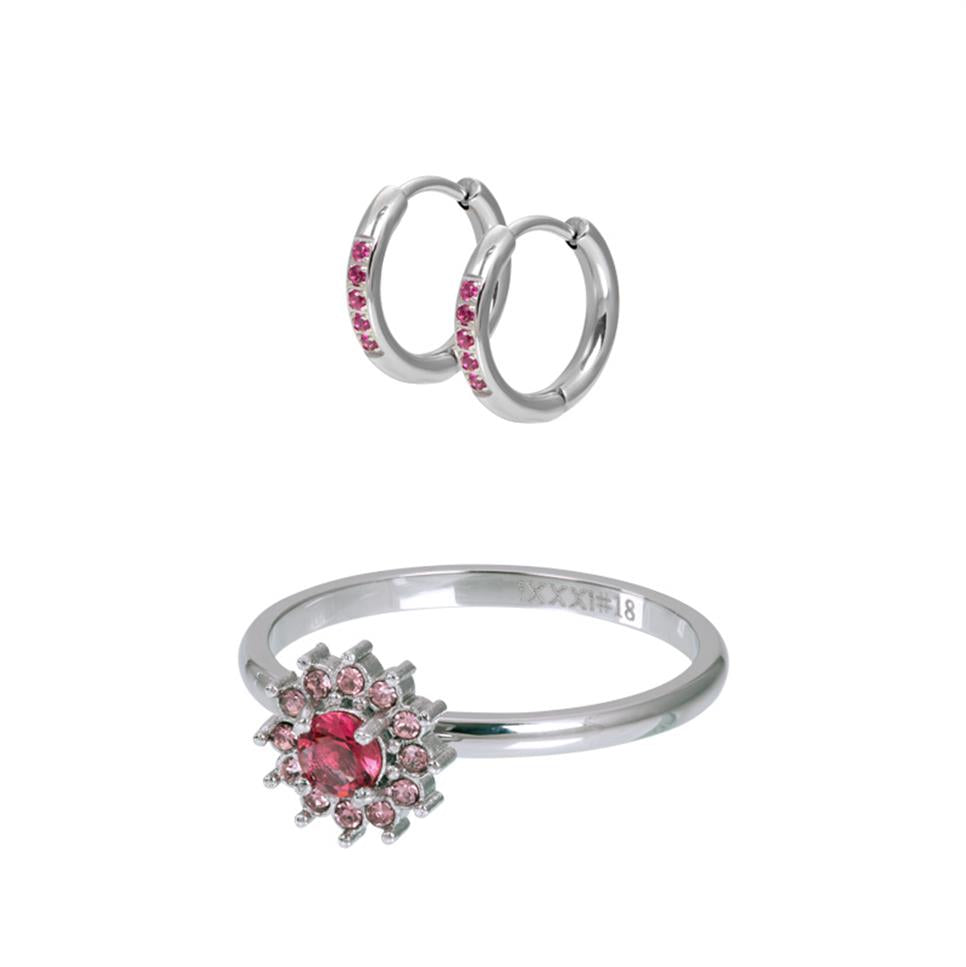 iXXXi Fame Lucia Ring-Set Silber/Fuchsia